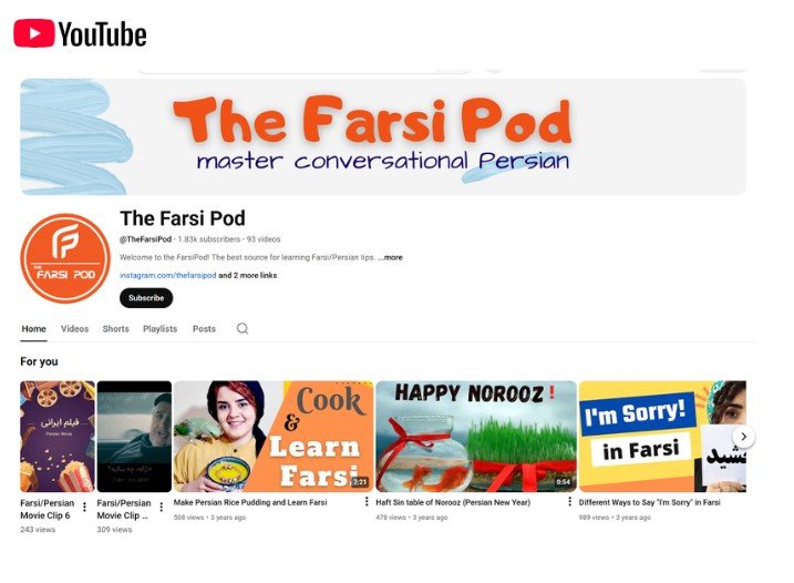 اینفلوئنسر ایرانی برای یادگیری فارسی، The Farsi Pod
